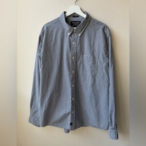EUC Men’s Abercrombie & Fitch Navy/White Gingham Shirt- Muscle Fit Size:XL)